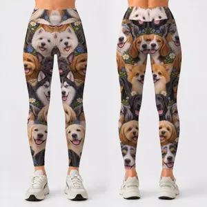 Colorful Puppy Faces for Playful Spring Outings and Everyday Animal Lover Enthusiasts Leggings