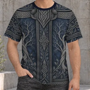 Viking Knotwork Tree Armor for Nordic Adventure, Camping, and Everyday Wear Style All-over Print Unisex T-shirt