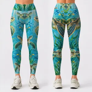 Hawaiian Sea Turtles And Starfish For Tropical Beach Vacation Style Leggings