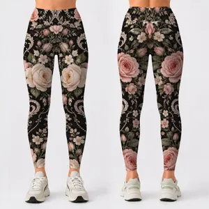 Vintage Rose Bouquets for Romantic Garden Strolls and Everyday Cottagecore Living Leggings