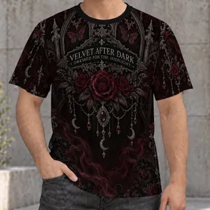 Gothic Rose And Moon Motifs For Halloween Nights And Elegant Dark Romance All-over Print Unisex T-shirt
