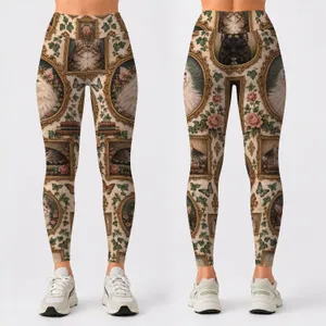 Vintage Cat Portrait Gallery for Cozy Everyday Outings and Relaxed Cat Lover Weekends Leggings