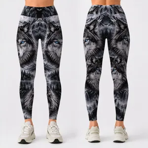 Icy-Eyed Wolf And Moonlit Forest Wilderness Adventure For Nature Lovers Leggings