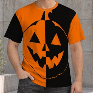 Smiling Jack-O'-Lantern Halloween Color Block for Festive October Celebrations All-over Print Unisex T-shirt