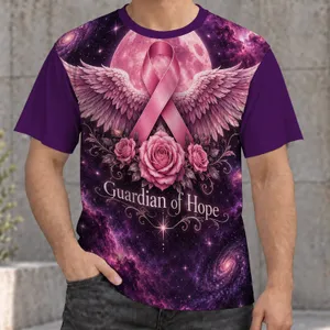 Pink Ribbon Angel Wings and Roses for Breast Cancer Awareness and Survivor Support Gift All-over Print Unisex T-shirt