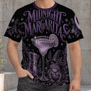 Midnight Margarita Frog Witch and Celestial Florals for Halloween Party Night Lovers All-over Print Unisex T-shirt
