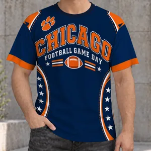 Chicago Football Game Day Orange And Navy Stadium Style For Women Fans All-over Print Unisex T-shirt