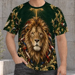 Lion Cross Faithful Spirit for Worship and Everyday Inspirational Wear for Men of Faith All-over Print Unisex T-shirt