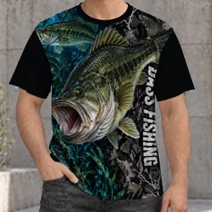Largemouth Bass Fishing Scene for Weekend Anglers, Lake Days and Outdoor Adventures All-over Print Unisex T-shirt