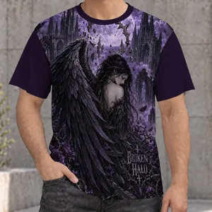 Broken Halo Fallen Angel Moon Gothic Roses For Dark Aesthetic Style And Halloween All-over Print Unisex T-shirt