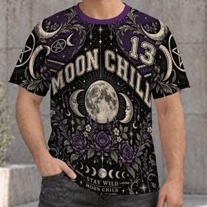 Moon Child Crescent Moon And Rose Witchcraft For Halloween Night Rituals For Women All-over Print Unisex T-shirt