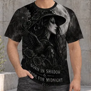 Gothic Witch Raven and Moon for Halloween Nights and Dark Academia Style All-over Print Unisex T-shirt
