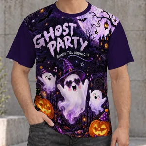 Ghost Party Moonlit Halloween Gathering for Spooky Season Celebrations All-over Print Unisex T-shirt