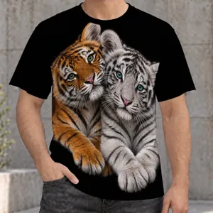 Realistic Tiger Cub Portrait for Wildlife Lovers and Casual Everyday Wear All-over Print Unisex T-shirt