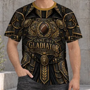 Hooded Gladiator Armor With Football Crest for Game Day Fans and Arena Enthusiasts All-over Print Unisex T-shirt