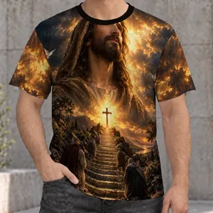 Bearded Robed Figure With Cross And Radiant Steps For Faith And Devotion All-over Print Unisex T-shirt
