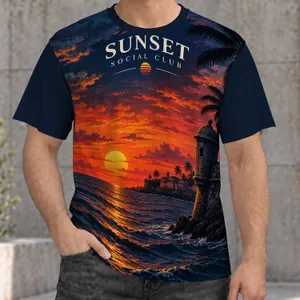 Tropical Sunset Coastline at Golden Hour for Relaxed Beach Getaways and Coastal Travel All-over Print Unisex T-shirt