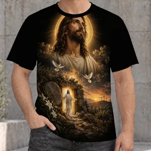 Radiant Biblical Resurrection Scene for Faithful Worship and Easter Gift Giving All-over Print Unisex T-shirt
