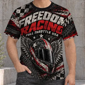 Freedom Racing Helmet and Flag Style for Track Days and Weekend Motorsports All-over Print Unisex T-shirt