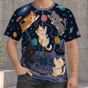 Space Cats Playing With Yarn In A Cosmic Cockpit For Casual Everyday Wear and Stargazing All-over Print Unisex T-shirt