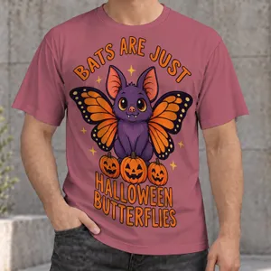 Cute Purple Bat Butterfly Halloween Pumpkin Seasonal Gift for Spooky Autumn Celebrations All-over Print Unisex T-shirt