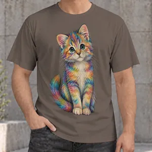 Rainbow Kitten Art for Everyday Casual Style and Cat Lover Gifts for Teens and Adults All-over Print Unisex T-shirt