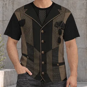 Tailored Plaid Patchwork Vest Look for Vintage-Inspired Streetwear Style All-over Print Unisex T-shirt