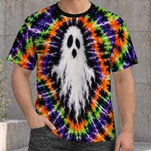 Colorful Tie-Dye Ghost for Halloween Parties and Spooky Season Celebrations All-over Print Unisex T-shirt