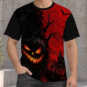 Evil Pumpkin, Haunted Tree and Manor for Halloween Horror Party Nights All-over Print Unisex T-shirt