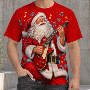 Rocking Santa Claus for Christmas Music Lovers and Festive Holiday Celebrations All-over Print Unisex T-shirt