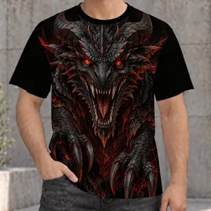 Red-Eyed Scaled Dragon for Halloween Nights and Cozy Autumn Evenings for Fantasy Fans All-over Print Unisex T-shirt