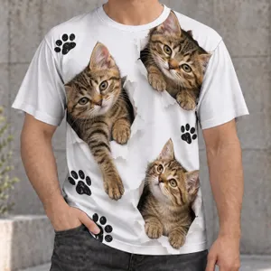 Curious Tabby Kittens And Paw Marks For Cat Lovers, Playful Everyday Gift For Pet Fans All-over Print Unisex T-shirt