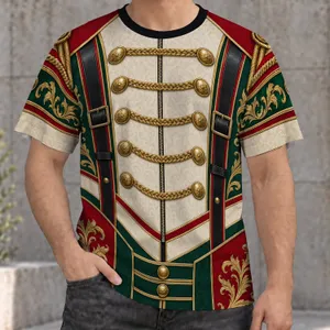 Emerald Green And Crimson Marching Band Uniform For Holiday Cosplay All-over Print Unisex T-shirt
