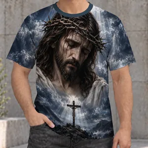 Crowned Sorrowful Christ and Cross for Faithful Devotional Wear All-over Print Unisex T-shirt