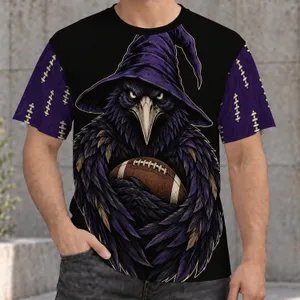 Purple Raven Football Mascot With Fierce Gridiron Spirit For Weekend Game Day Fans All-over Print Unisex T-shirt