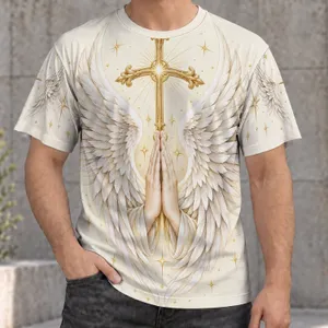 Golden Angel Wings and Prayerful Faith for Spiritual Reflection and Everyday Devotion All-over Print Unisex T-shirt