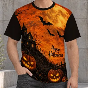 Pumpkin Lantern Haunted House Halloween Night for Fall Festival Parties All-over Print Unisex T-shirt