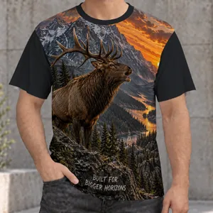 Roaring Elk Mountain Sunset Scenery for Hiking, Hunting and Outdoor Adventure All-over Print Unisex T-shirt