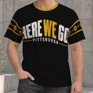 Black And Gold Pittsburgh Football Spirit For Game Day And Everyday Fan Wear Style All-over Print Unisex T-shirt