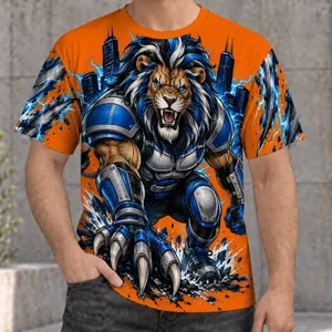 Armored Lion and City Skyline for Game Day and Football Fans All-over Print Unisex T-shirt