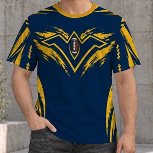Navy And Gold Football Uniform Motifs For Game Day And College Sports Fans Casual Wear All-over Print Unisex T-shirt