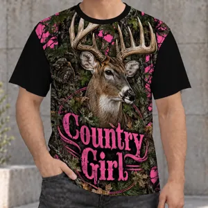 Pink Camouflage Deer Country Girl Hunting Weekend Outdoor Gift for Women Outdoors All-over Print Unisex T-shirt