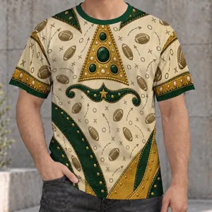Green And Gold Football Fan Patchwork For Game Day Tailgating And Casual Sports Weekends All-over Print Unisex T-shirt