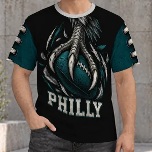 Eagle Claw Gripping Rugby Ball for Game Day Spirit and Philadelphia Fan Pride All-over Print Unisex T-shirt