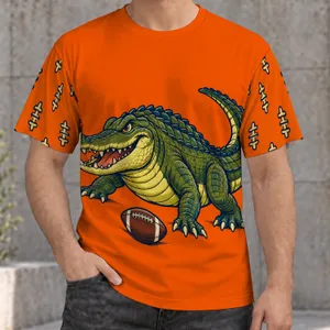 Olive Alligator And Football Art For Game Day Tailgates And Casual Sports Fans All-over Print Unisex T-shirt