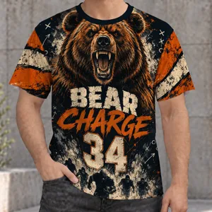 Fierce Bear Football Number 34 for Game Day Training and Dedicated Sports Fans All-over Print Unisex T-shirt