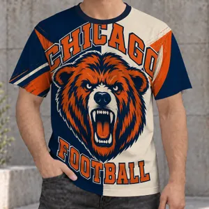 Chicago football lettering Collegiate Color Blocking Roaring Bear Chicago Football Chest All-over Print Unisex T-shirt
