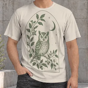 Owl Moon Botanical Arch for Nature Lovers and Calm Everyday Outdoor Adventures All-over Print Unisex T-shirt