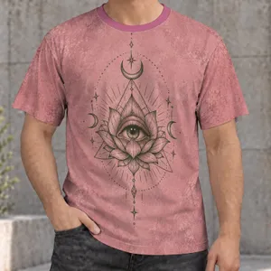 Mystic Lotus Eye And Crescent Moon For Meditation, Festival Wear, And Everyday Style All-over Print Unisex T-shirt