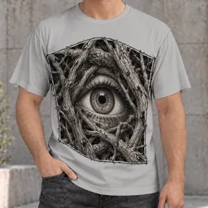 Engraved Eye Among Twisted Branches for Everyday Alternative Streetwear All-over Print Unisex T-shirt